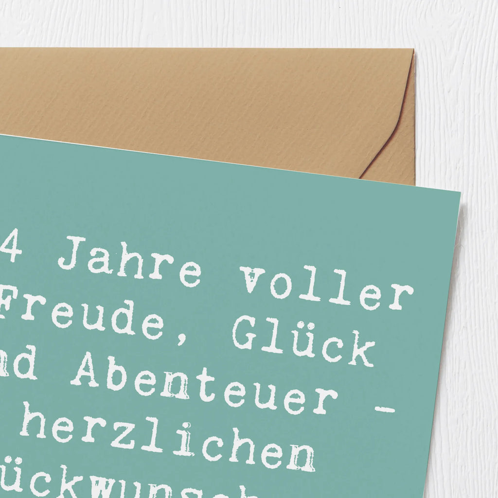 Deluxe Card Saying 14 Jahre voller Freude, Glück und Abenteuer - herzlichen Glückwunsch zum Geburtstag! Einladungskarte, Karte, Geburtstagskarte, Hochwertige Klappkarte, Klappkarte, Hochwertige Grußkarte, Grußkarte, Glückwunschkarte, Hochzeitskarte, Geburtstag, Geburtstagsgeschenk, Geschenk