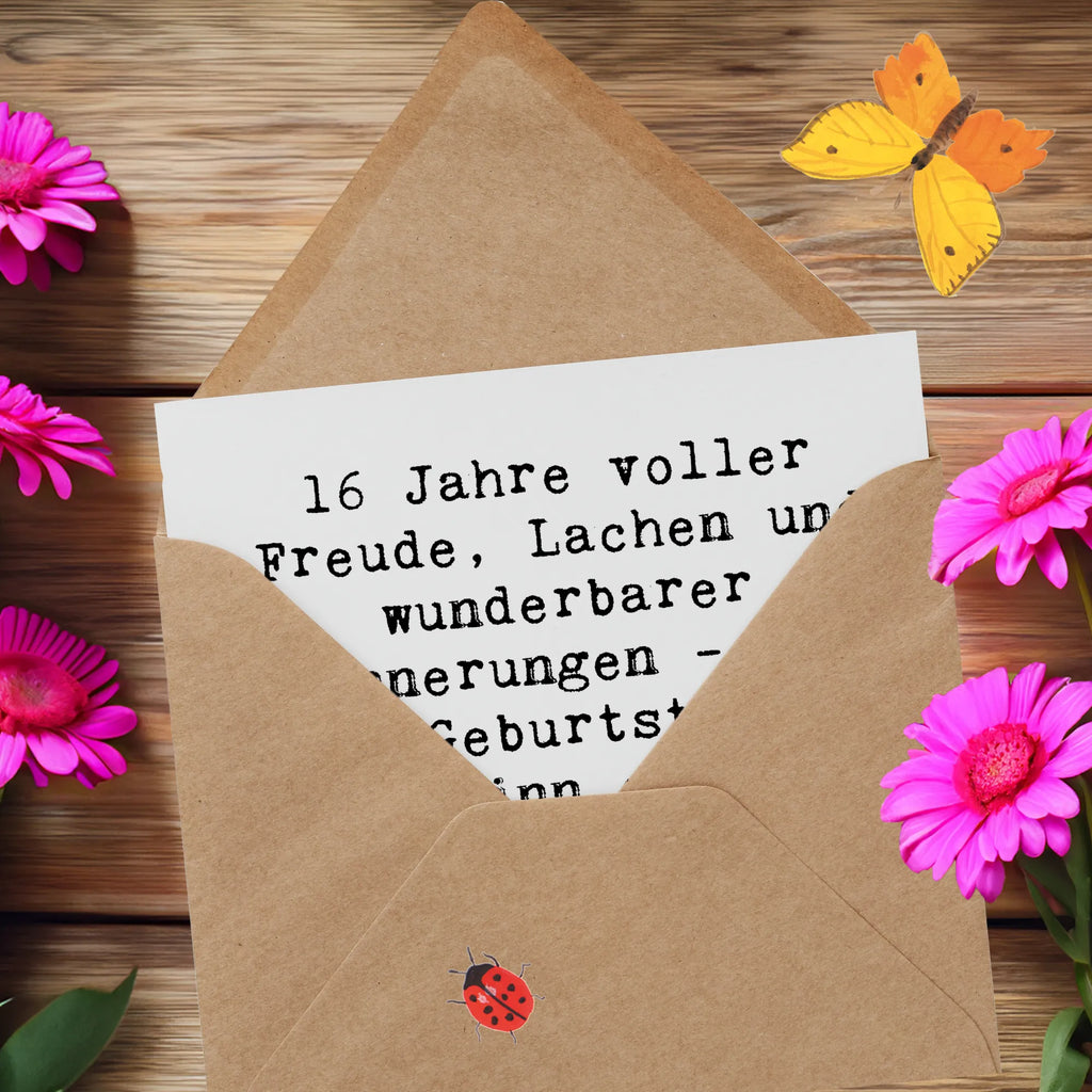 Deluxe Card Saying 16 Jahre voller Freude, Lachen und wunderbarer Erinnerungen - möge dein Geburtstag der Beginn eines aufregenden neuen Lebensabschnitts sein! Hochwertige Klappkarte, Karte, Geburtstagskarte, Glückwunschkarte, Klappkarte, Hochzeitskarte, Hochwertige Grußkarte, Einladungskarte, Grußkarte, Geburtstag, Geburtstagsgeschenk, Geschenk