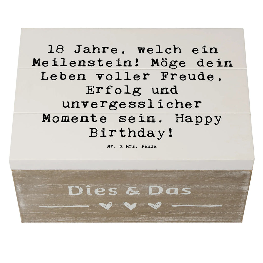 Wooden chest Saying 18 Jahre, welch ein Meilenstein! Möge dein Leben voller Freude, Erfolg und unvergesslicher Momente sein. Happy Birthday! Erinnerungskiste, Kiste, Erinnerungsbox, XXL, Schatzkiste, Geschenkdose, Schatulle, Holzkiste, Dekokiste, Geschenkbox, Truhe, Aufbewahrungsbox, Geburtstag, Geburtstagsgeschenk, Geschenk