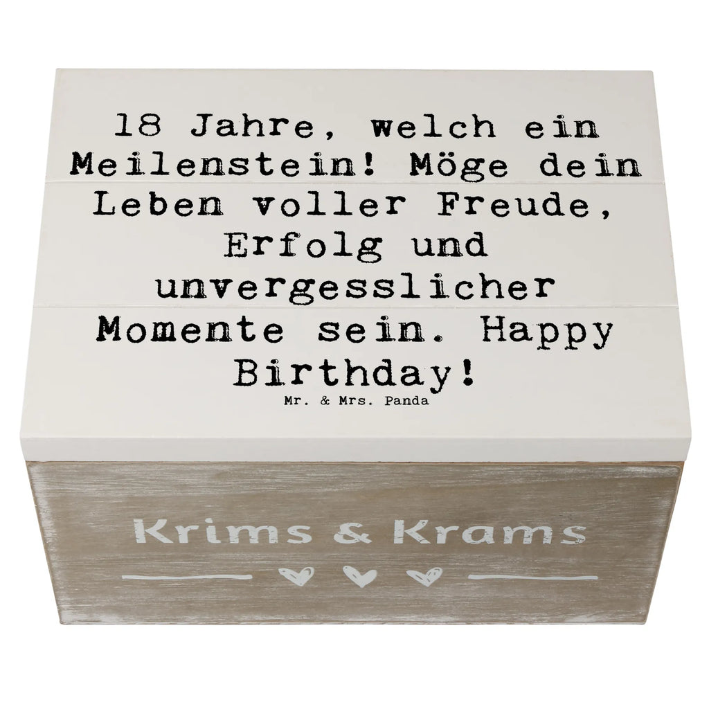 Wooden chest Saying 18 Jahre, welch ein Meilenstein! Möge dein Leben voller Freude, Erfolg und unvergesslicher Momente sein. Happy Birthday! Erinnerungskiste, Kiste, Erinnerungsbox, XXL, Schatzkiste, Geschenkdose, Schatulle, Holzkiste, Dekokiste, Geschenkbox, Truhe, Aufbewahrungsbox, Geburtstag, Geburtstagsgeschenk, Geschenk