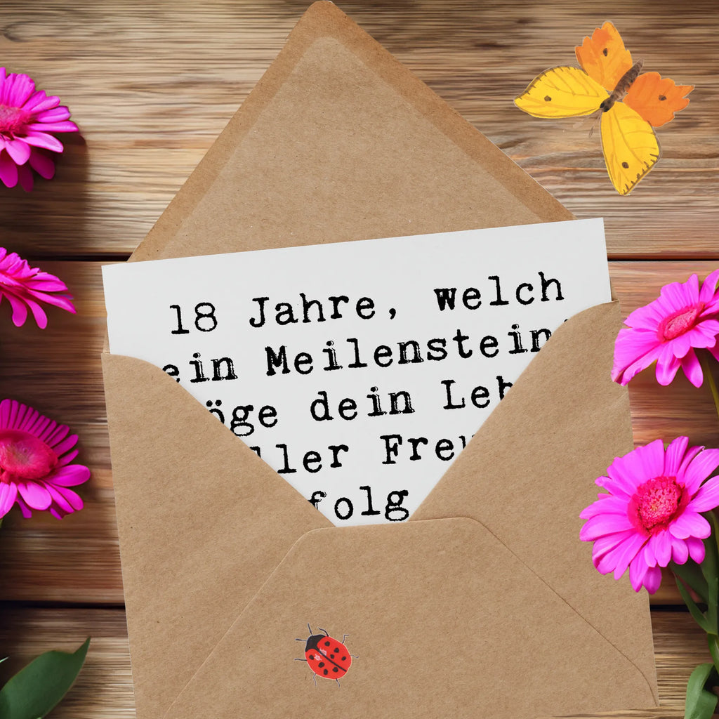 Deluxe Karte Spruch 18. Geburtstag Meilenstein Hochwertige Grußkarte, Karte, Einladungskarte, Hochwertige Klappkarte, Grußkarte, Glückwunschkarte, Klappkarte, Geburtstagskarte, Hochzeitskarte, Geburtstag, Geburtstagsgeschenk, Geschenk