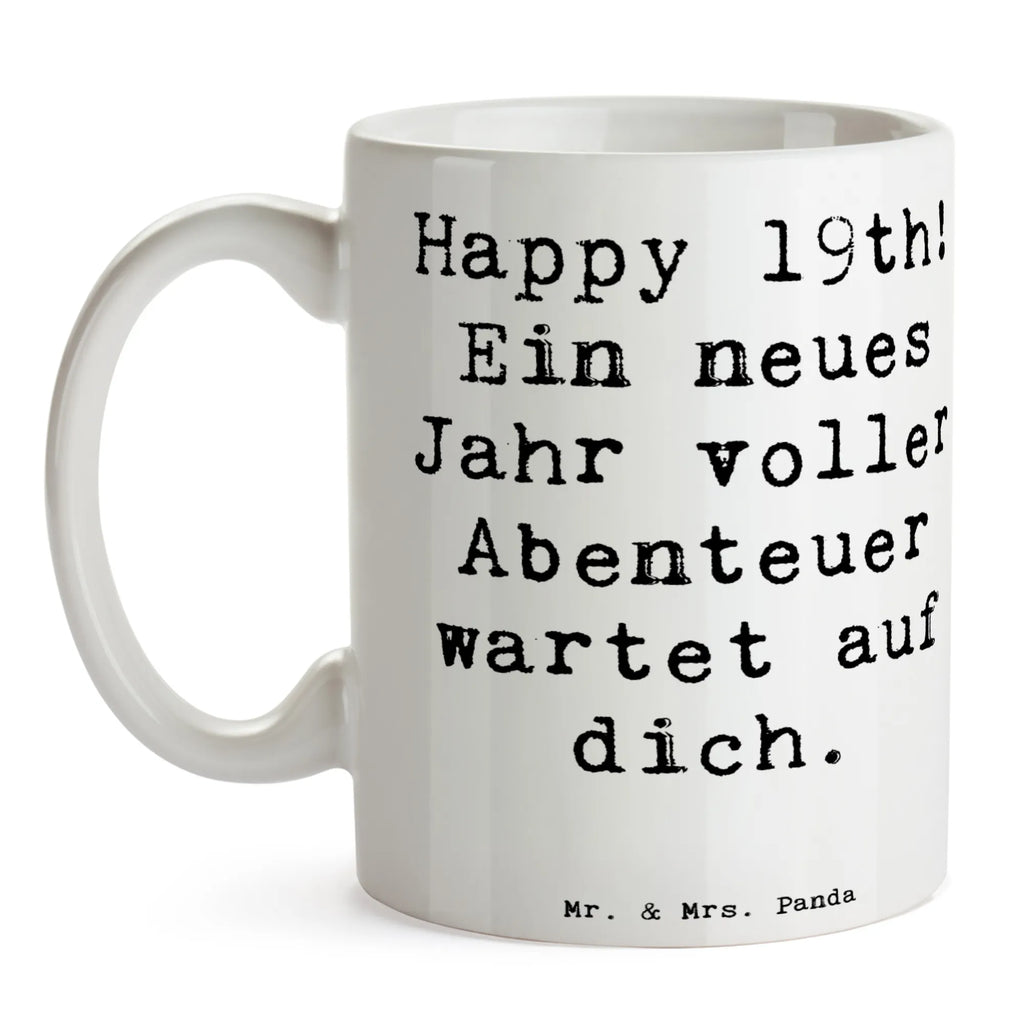 Tasse Spruch 19. Geburtstag Abenteuer Porzellantasse, Bürotasse, Tasse, Tasse mit Motiven, Keramiktasse, Kaffeetasse, Geschenktasse, Teetasse, Tasse mit Zitaten, Geburtstag, Geburtstagsgeschenk, Geschenk