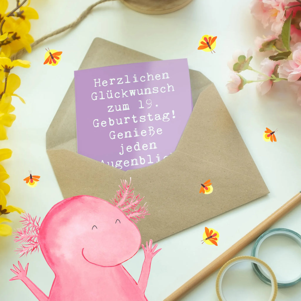 Greetings card Saying Herzlichen Glückwunsch zum 19. Geburtstag! Genieße jeden Augenblick und lass deine Träume wahr werden. Grußkarte, Klappkarte, Karte, Geburtstagskarte, Ansichtskarten, Einladungskarte, Glückwunschkarte, Hochzeitskarte, Geburtstag, Geburtstagsgeschenk, Geschenk