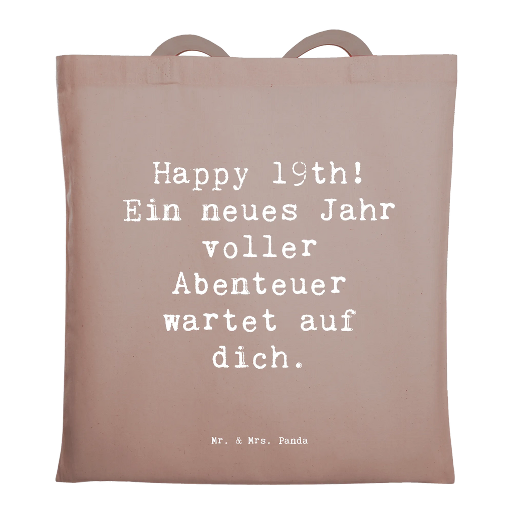 Tote bag Saying Happy 19th! Ein neues Jahr voller Abenteuer wartet auf dich. Beutel, Jutebeutel, Einkaufstasche, Schultertasche, Badetasche, Stoffbeutel, Umhängetasche, Stofftasche, Shopper, Tragetasche, Tasche, Jutetasche, Einkaufstüte, Laptoptasche, Strandtasche, Beuteltasche, Geburtstag, Geburtstagsgeschenk, Geschenk