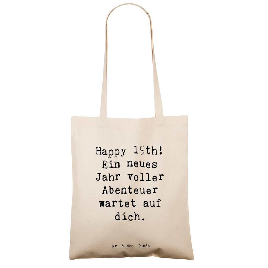 Tote bag Saying Happy 19th! Ein neues Jahr voller Abenteuer wartet auf dich. Beutel, Jutebeutel, Einkaufstasche, Schultertasche, Badetasche, Stoffbeutel, Umhängetasche, Stofftasche, Shopper, Tragetasche, Tasche, Jutetasche, Einkaufstüte, Laptoptasche, Strandtasche, Beuteltasche, Geburtstag, Geburtstagsgeschenk, Geschenk