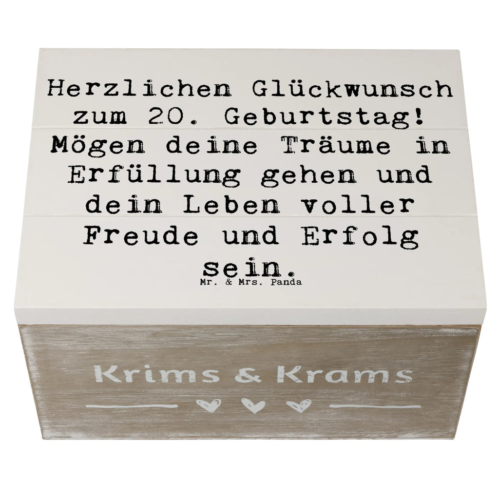 Wooden chest Saying Herzlichen Glückwunsch zum 20. Geburtstag! Mögen deine Träume in Erfüllung gehen und dein Leben voller Freude und Erfolg sein. Schatulle, Geschenkbox, Erinnerungskiste, Erinnerungsbox, Holzkiste, Truhe, Aufbewahrungsbox, Schatzkiste, XXL, Dekokiste, Kiste, Geschenkdose, Geburtstag, Geburtstagsgeschenk, Geschenk