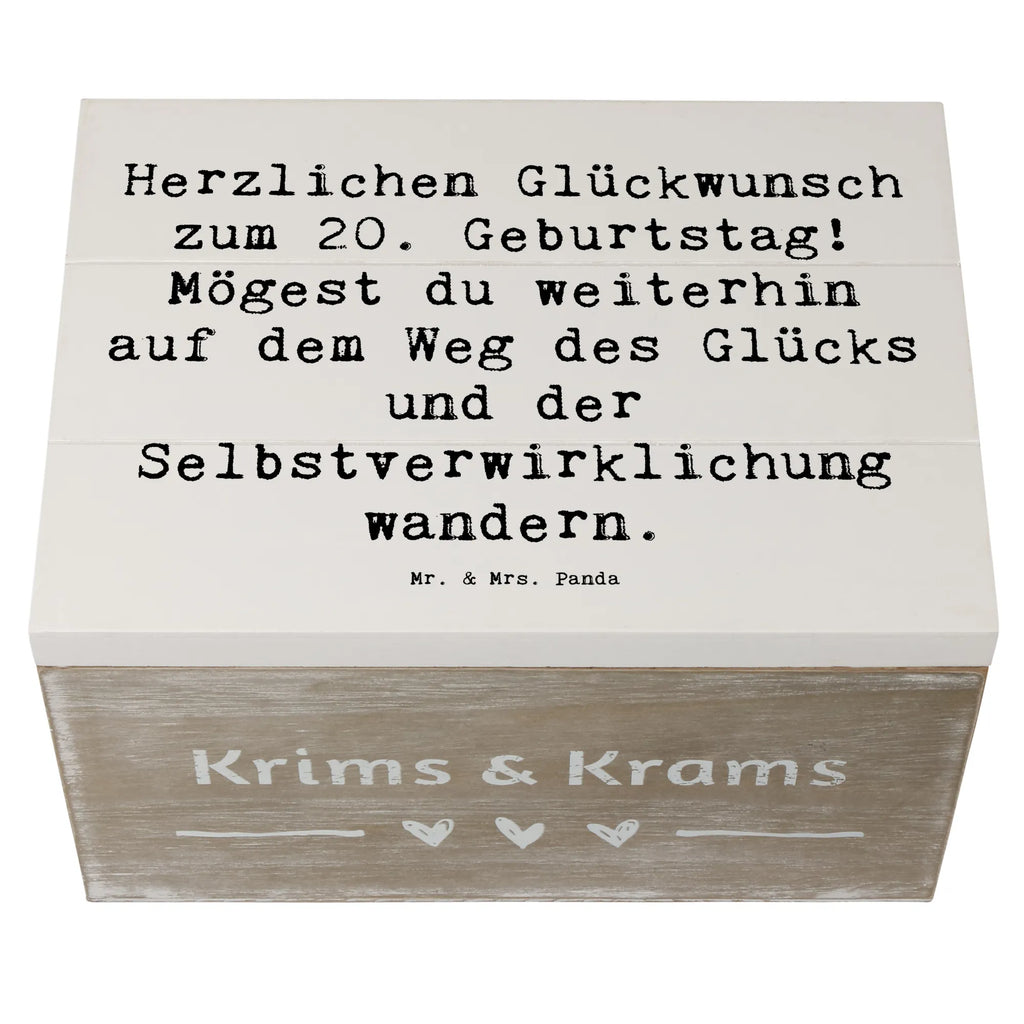 Wooden chest Saying Herzlichen Glückwunsch zum 20. Geburtstag! Mögest du weiterhin auf dem Weg des Glücks und der Selbstverwirklichung wandern. Schatzkiste, Kiste, Dekokiste, Aufbewahrungsbox, Truhe, Holzkiste, Geschenkbox, Erinnerungsbox, Erinnerungskiste, Geschenkdose, Schatulle, XXL, Geburtstag, Geburtstagsgeschenk, Geschenk