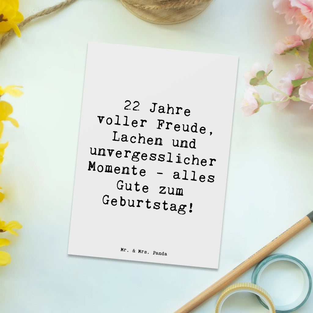 Postcard Saying 22 Jahre voller Freude, Lachen und unvergesslicher Momente - alles Gute zum Geburtstag! Geburtstagskarte, Karte, Grußkarte, Ansichtskarten, Dankeskarte, Postkarte, Einladungskarte, Einladung, Einladungskarten Geburtstag, Ansichtskarte, Geschenkkarte, Einladung Geburtstag, Geburtstag, Geburtstagsgeschenk, Geschenk