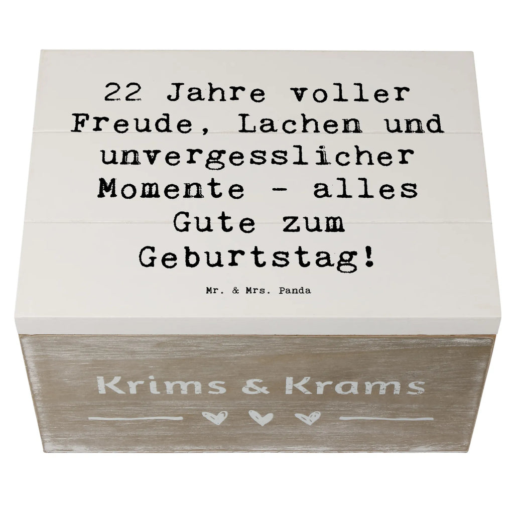 Holzkiste Spruch 22. Geburtstag Freude Geschenkdose, Truhe, Schatulle, Schatzkiste, XXL, Holzkiste, Kiste, Dekokiste, Aufbewahrungsbox, Erinnerungskiste, Erinnerungsbox, Geschenkbox, Geburtstag, Geburtstagsgeschenk, Geschenk