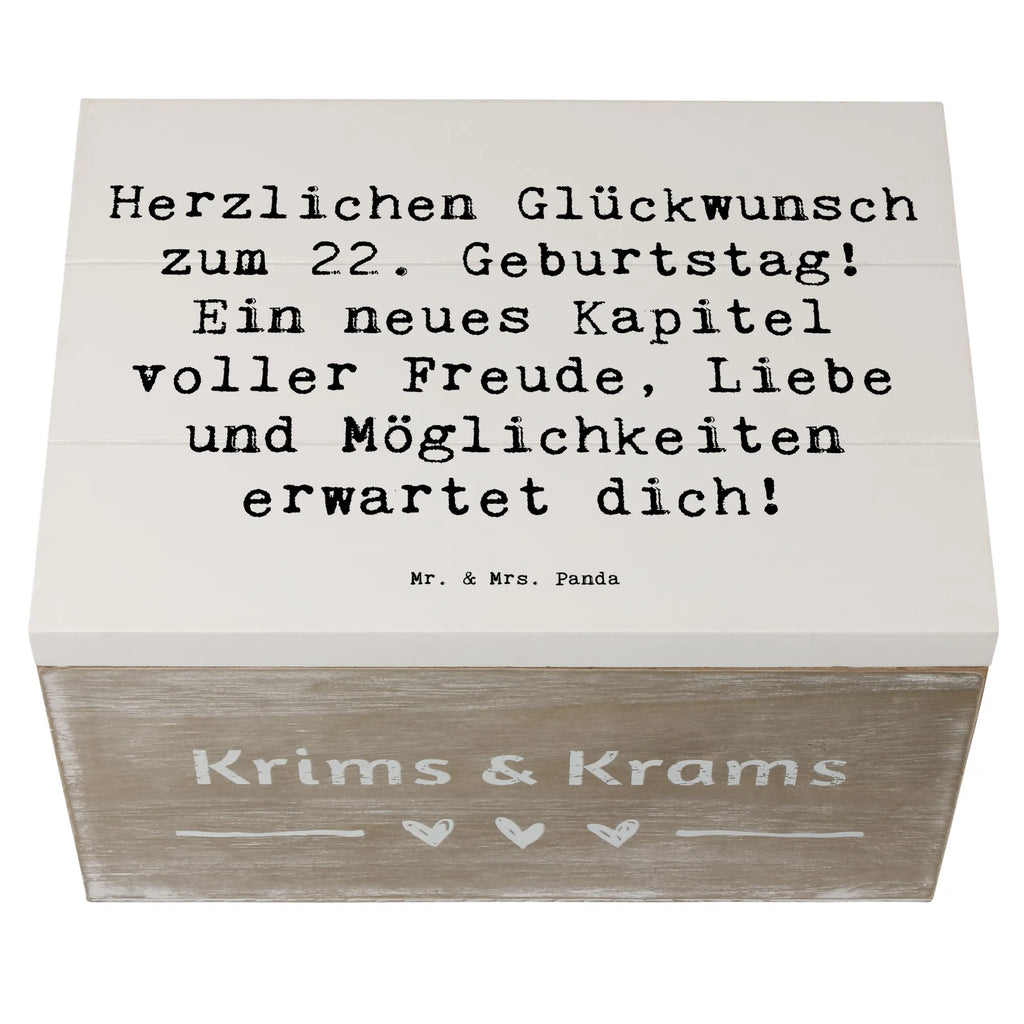 Holzkiste Spruch 22. Geburtstag Dekokiste, Aufbewahrungsbox, Erinnerungsbox, XXL, Truhe, Erinnerungskiste, Kiste, Schatzkiste, Holzkiste, Geschenkdose, Geschenkbox, Schatulle, Geburtstag, Geburtstagsgeschenk, Geschenk