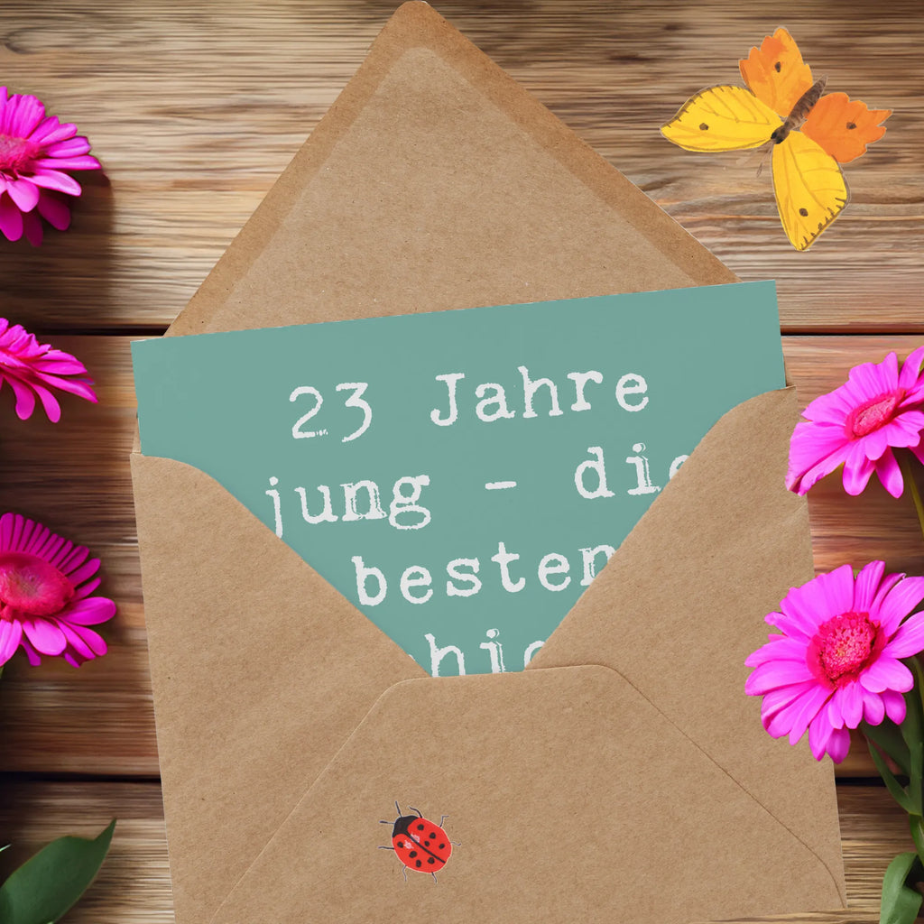 Deluxe Card Saying 23 Jahre jung - die besten Geschichten beginnen jetzt! Geburtstagskarte, Karte, Hochzeitskarte, Hochwertige Grußkarte, Grußkarte, Hochwertige Klappkarte, Glückwunschkarte, Klappkarte, Einladungskarte, Geburtstag, Geburtstagsgeschenk, Geschenk