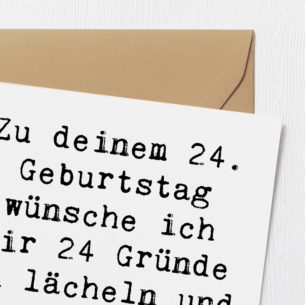 Deluxe Card Saying Zu deinem 24. Geburtstag wünsche ich dir 24 Gründe zu lächeln und unendliche Glücksmomente! Hochwertige Klappkarte, Klappkarte, Karte, Grußkarte, Einladungskarte, Glückwunschkarte, Hochzeitskarte, Hochwertige Grußkarte, Geburtstagskarte, Geburtstag, Geburtstagsgeschenk, Geschenk