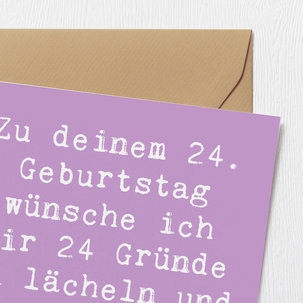 Deluxe Card Saying Zu deinem 24. Geburtstag wünsche ich dir 24 Gründe zu lächeln und unendliche Glücksmomente! Hochwertige Klappkarte, Klappkarte, Karte, Grußkarte, Einladungskarte, Glückwunschkarte, Hochzeitskarte, Hochwertige Grußkarte, Geburtstagskarte, Geburtstag, Geburtstagsgeschenk, Geschenk