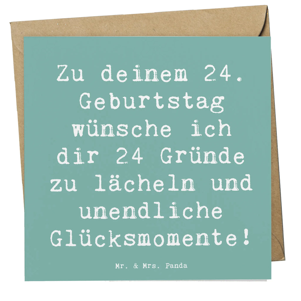 Deluxe Card Saying Zu deinem 24. Geburtstag wünsche ich dir 24 Gründe zu lächeln und unendliche Glücksmomente! Hochwertige Klappkarte, Klappkarte, Karte, Grußkarte, Einladungskarte, Glückwunschkarte, Hochzeitskarte, Hochwertige Grußkarte, Geburtstagskarte, Geburtstag, Geburtstagsgeschenk, Geschenk
