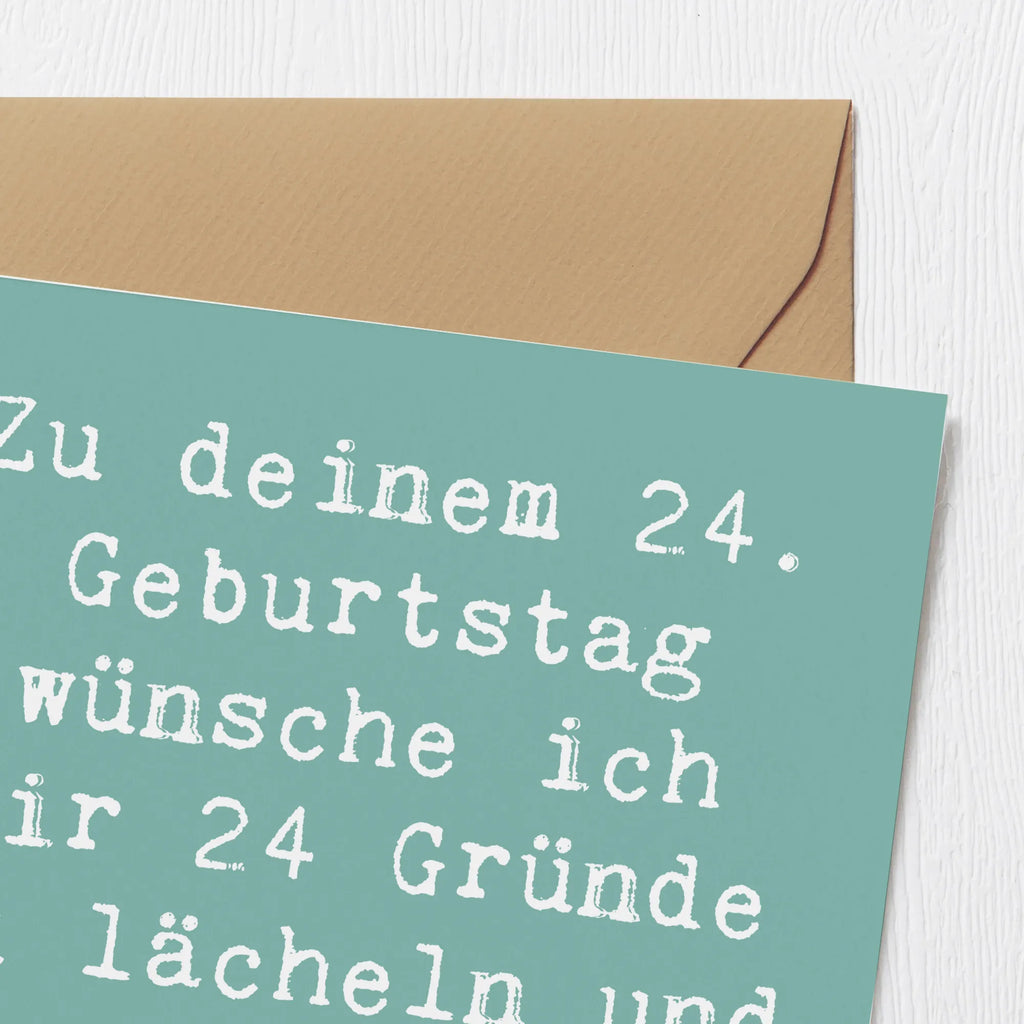 Deluxe Card Saying Zu deinem 24. Geburtstag wünsche ich dir 24 Gründe zu lächeln und unendliche Glücksmomente! Hochwertige Klappkarte, Klappkarte, Karte, Grußkarte, Einladungskarte, Glückwunschkarte, Hochzeitskarte, Hochwertige Grußkarte, Geburtstagskarte, Geburtstag, Geburtstagsgeschenk, Geschenk