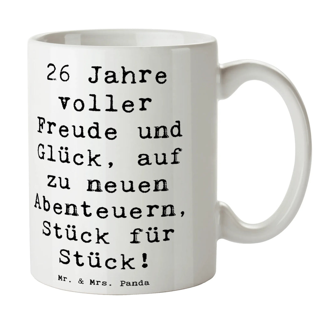 Tasse Spruch 26. Geburtstag Abenteuer Keramiktasse, Tasse mit Motiven, Porzellantasse, Kaffeetasse, Bürotasse, Tasse mit Zitaten, Teetasse, Geschenktasse, Tasse, Geburtstag, Geburtstagsgeschenk, Geschenk
