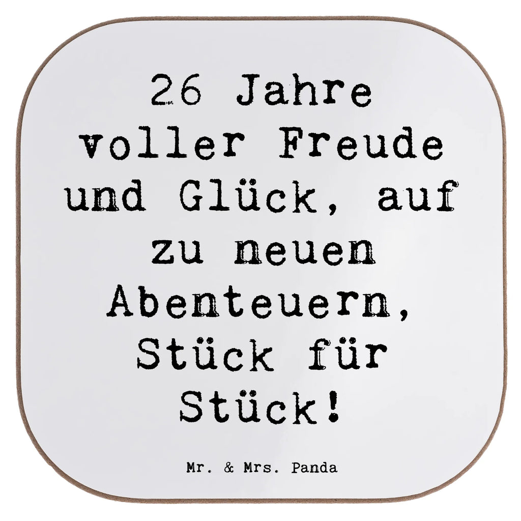 Square coaster Saying 26 Jahre voller Freude und Glück, auf zu neuen Abenteuern, Stück für Stück! Untersetzer, Untersetzer für Gläser, Holzuntersetzer, Tassen Untersetzer, Glasuntersetzer, Getränkeuntersetzer, Bierdeckel, Untersetzer Gläser, Untersetzer aus Holz, Untersetzer Design, Korkuntersetzer, Untersetzer Holz, Geburtstag, Geburtstagsgeschenk, Geschenk