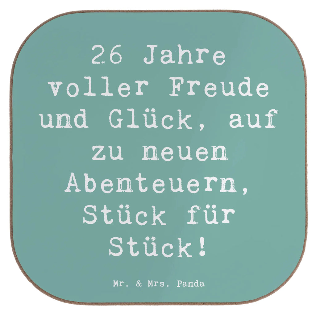 Square coaster Saying 26 Jahre voller Freude und Glück, auf zu neuen Abenteuern, Stück für Stück! Untersetzer, Untersetzer für Gläser, Holzuntersetzer, Tassen Untersetzer, Glasuntersetzer, Getränkeuntersetzer, Bierdeckel, Untersetzer Gläser, Untersetzer aus Holz, Untersetzer Design, Korkuntersetzer, Untersetzer Holz, Geburtstag, Geburtstagsgeschenk, Geschenk
