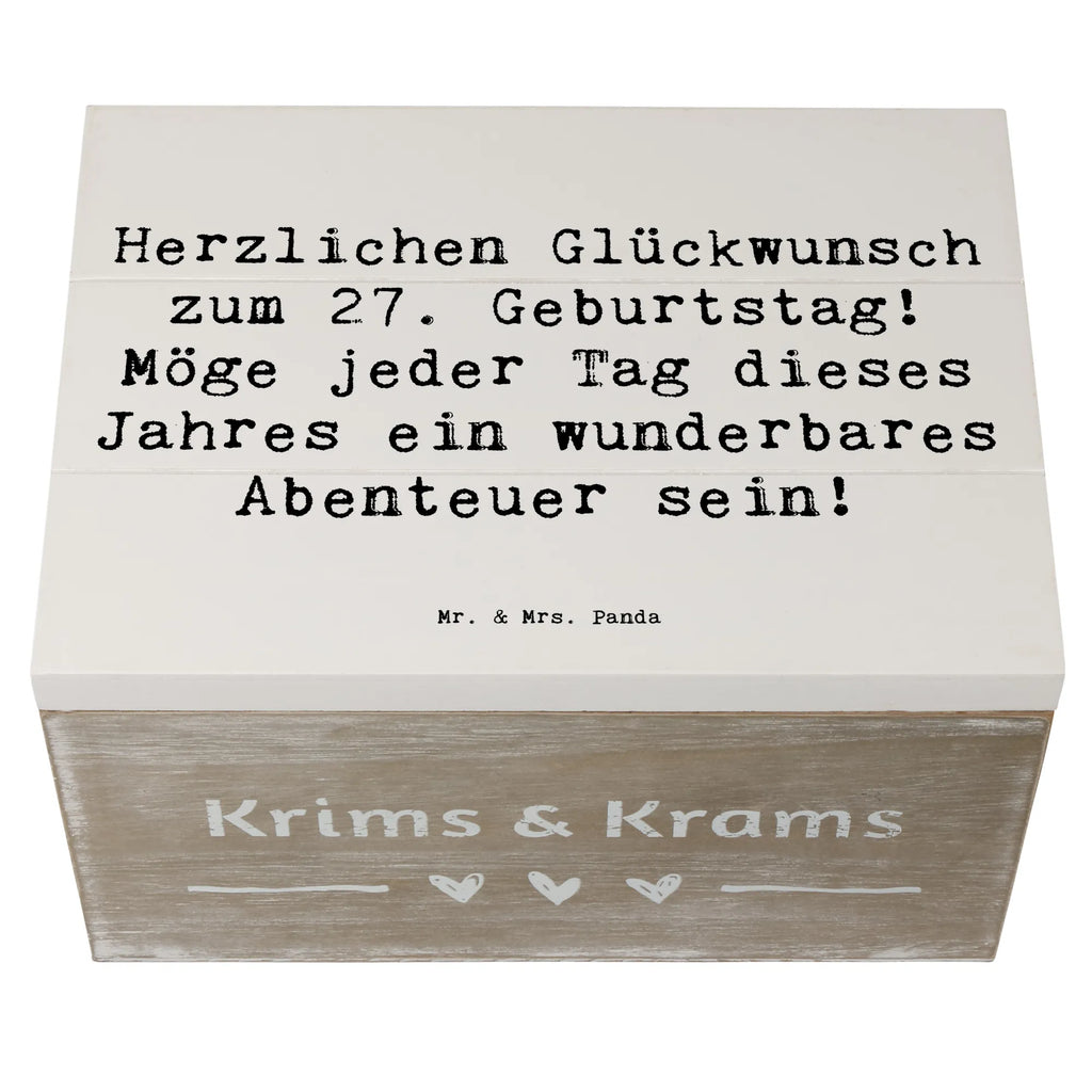 Holzkiste Spruch 27. Geburtstag Abenteuer Geschenkdose, Truhe, Kiste, Erinnerungskiste, Schatzkiste, Holzkiste, Geschenkbox, Dekokiste, Aufbewahrungsbox, XXL, Erinnerungsbox, Schatulle, Geburtstag, Geburtstagsgeschenk, Geschenk
