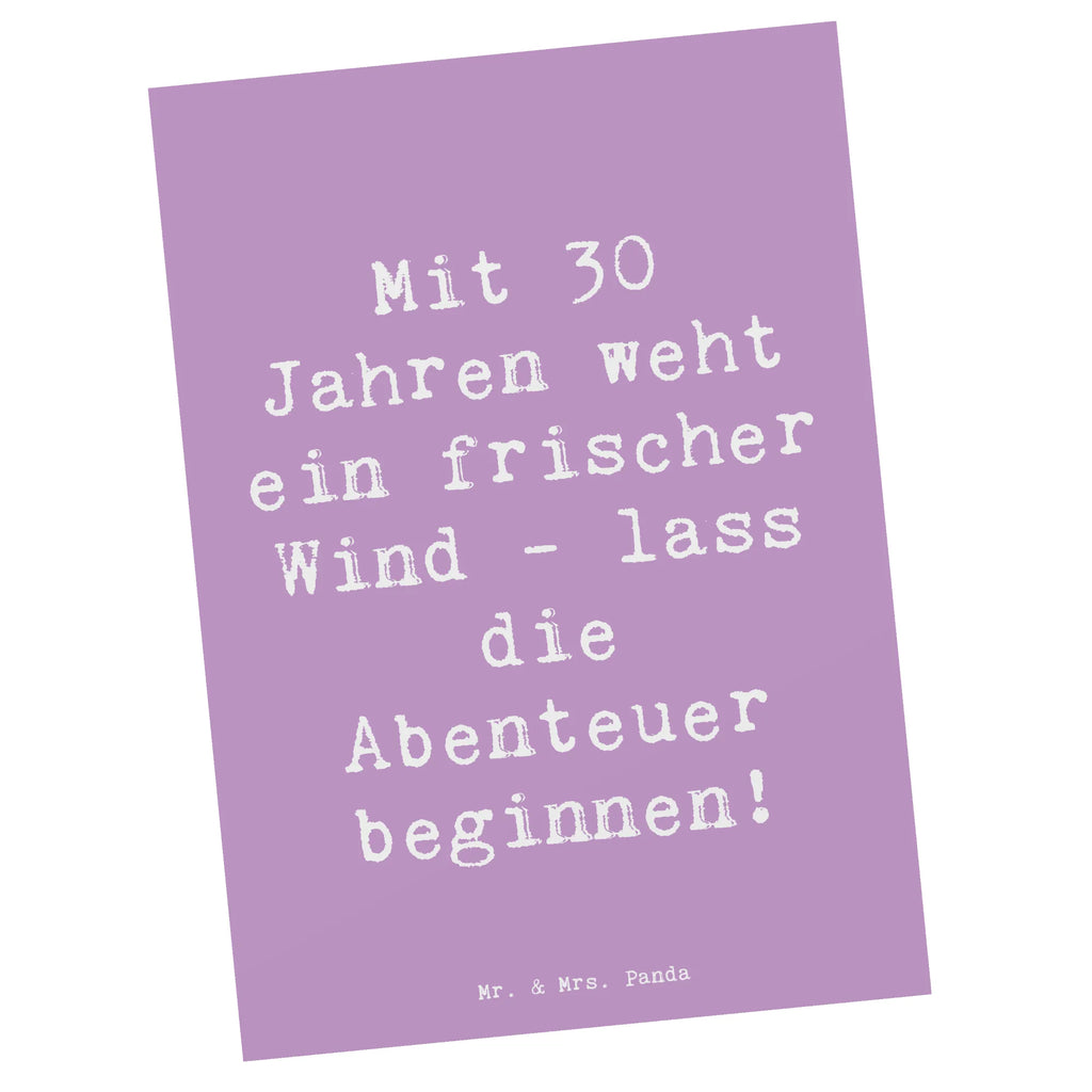 Postcard Saying Mit 30 Jahren weht ein frischer Wind - lass die Abenteuer beginnen! Ansichtskarte, Grußkarte, Ansichtskarten, Geschenkkarte, Einladungskarte, Karte, Dankeskarte, Einladung Geburtstag, Einladungskarten Geburtstag, Postkarte, Geburtstagskarte, Einladung, Geburtstag, Geburtstagsgeschenk, Geschenk
