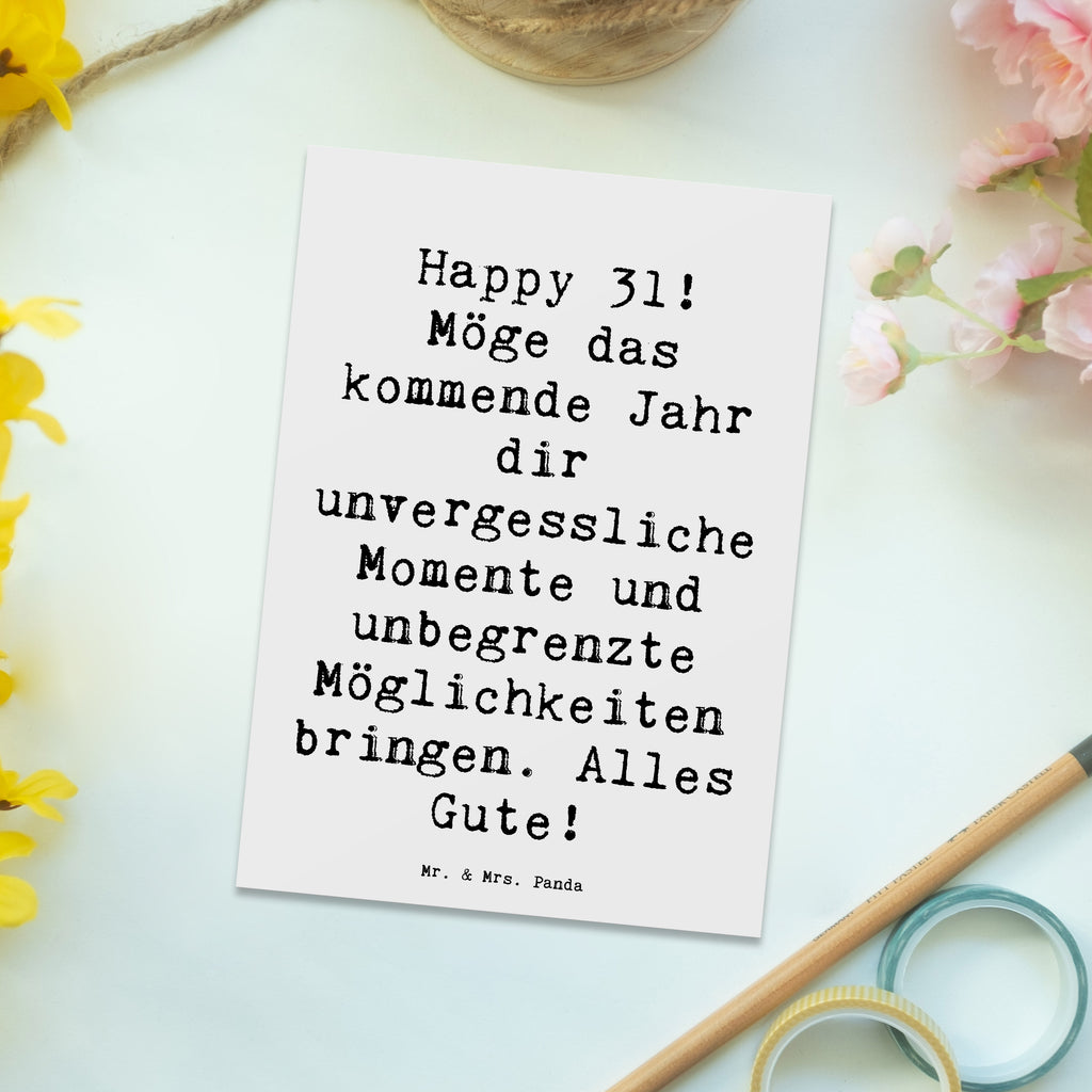 Postcard Saying Happy 31! Möge das kommende Jahr dir unvergessliche Momente und unbegrenzte Möglichkeiten bringen. Alles Gute! Dankeskarte, Einladung Geburtstag, Postkarte, Einladung, Geburtstagskarte, Ansichtskarten, Einladungskarten Geburtstag, Karte, Einladungskarte, Ansichtskarte, Grußkarte, Geschenkkarte, Geburtstag, Geburtstagsgeschenk, Geschenk