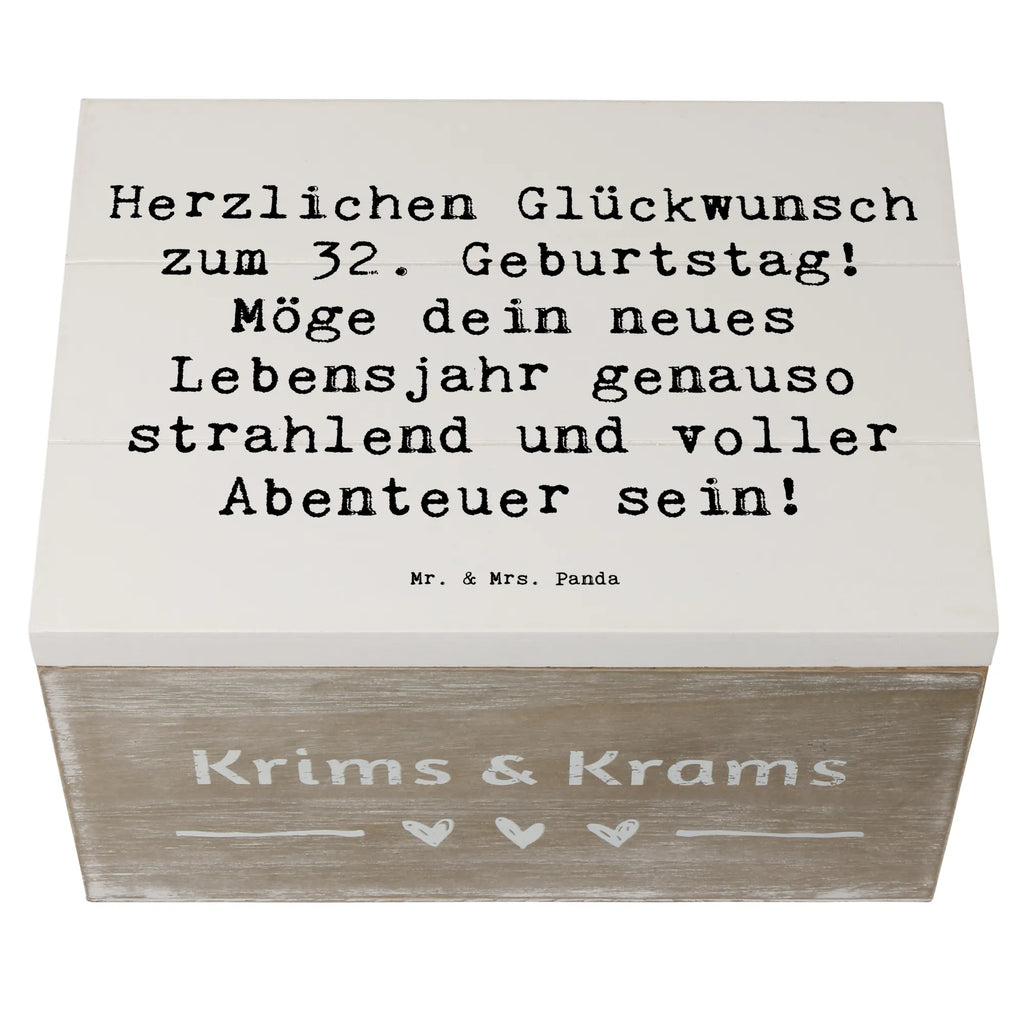 Holzkiste Spruch 32. Geburtstag Abenteuer Schatzkiste, Geschenkdose, Aufbewahrungsbox, Holzkiste, Dekokiste, Kiste, Erinnerungskiste, Erinnerungsbox, Schatulle, XXL, Truhe, Geschenkbox, Geburtstag, Geburtstagsgeschenk, Geschenk