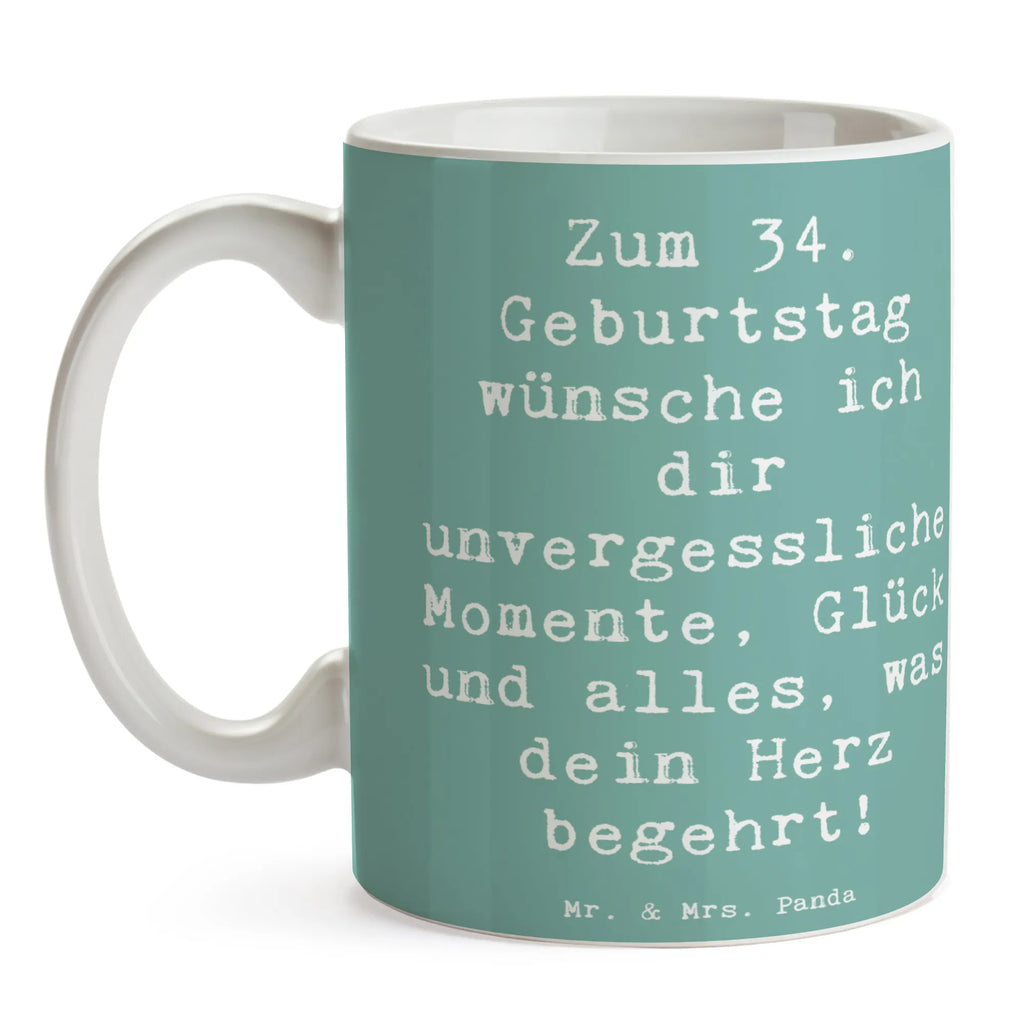 Tasse Spruch 34. Geburtstag Glückwünsche Tasse mit Zitaten, Porzellantasse, Teetasse, Bürotasse, Geschenktasse, Keramiktasse, Kaffeetasse, Tasse mit Motiven, Tasse, Geburtstag, Geburtstagsgeschenk, Geschenk