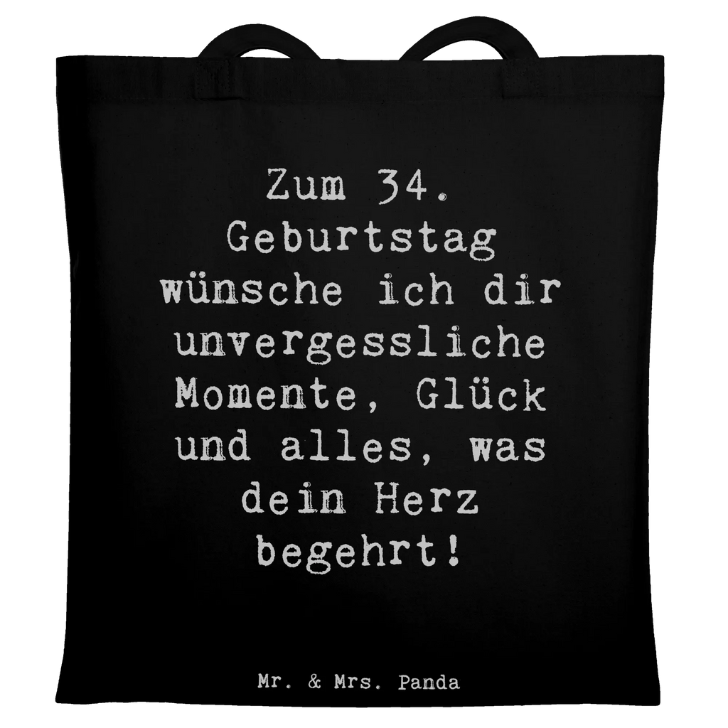 Tote bag Saying Zum 34. Geburtstag wünsche ich dir unvergessliche Momente, Glück und alles, was dein Herz begehrt! Beuteltasche, Beutel, Einkaufstasche, Jutebeutel, Stoffbeutel, Tasche, Shopper, Umhängetasche, Strandtasche, Schultertasche, Stofftasche, Tragetasche, Badetasche, Jutetasche, Einkaufstüte, Laptoptasche, Geburtstag, Geburtstagsgeschenk, Geschenk