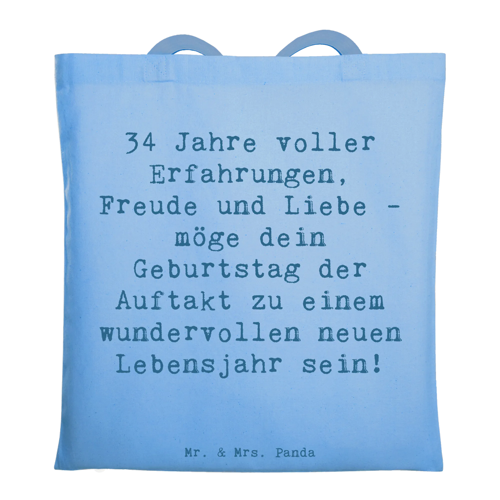 Tragetasche Spruch 34. Geburtstag Erlebnisse Beuteltasche, Beutel, Einkaufstasche, Jutebeutel, Stoffbeutel, Tasche, Shopper, Umhängetasche, Strandtasche, Schultertasche, Stofftasche, Tragetasche, Badetasche, Jutetasche, Einkaufstüte, Laptoptasche, Geburtstag, Geburtstagsgeschenk, Geschenk