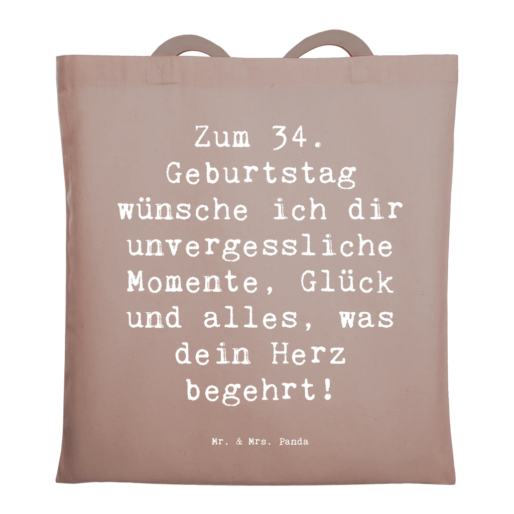 Tote bag Saying Zum 34. Geburtstag wünsche ich dir unvergessliche Momente, Glück und alles, was dein Herz begehrt! Beuteltasche, Beutel, Einkaufstasche, Jutebeutel, Stoffbeutel, Tasche, Shopper, Umhängetasche, Strandtasche, Schultertasche, Stofftasche, Tragetasche, Badetasche, Jutetasche, Einkaufstüte, Laptoptasche, Geburtstag, Geburtstagsgeschenk, Geschenk