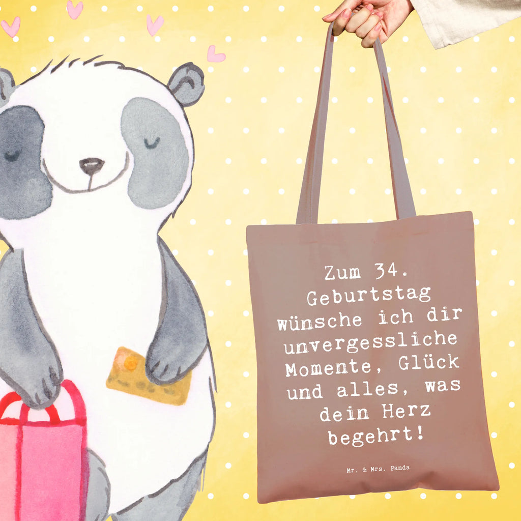 Tote bag Saying Zum 34. Geburtstag wünsche ich dir unvergessliche Momente, Glück und alles, was dein Herz begehrt! Beuteltasche, Beutel, Einkaufstasche, Jutebeutel, Stoffbeutel, Tasche, Shopper, Umhängetasche, Strandtasche, Schultertasche, Stofftasche, Tragetasche, Badetasche, Jutetasche, Einkaufstüte, Laptoptasche, Geburtstag, Geburtstagsgeschenk, Geschenk