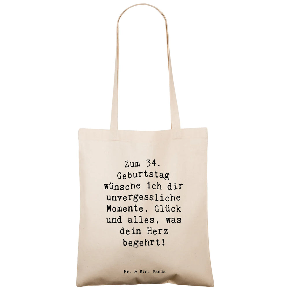 Tote bag Saying Zum 34. Geburtstag wünsche ich dir unvergessliche Momente, Glück und alles, was dein Herz begehrt! Beuteltasche, Beutel, Einkaufstasche, Jutebeutel, Stoffbeutel, Tasche, Shopper, Umhängetasche, Strandtasche, Schultertasche, Stofftasche, Tragetasche, Badetasche, Jutetasche, Einkaufstüte, Laptoptasche, Geburtstag, Geburtstagsgeschenk, Geschenk