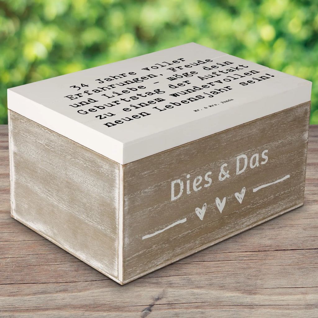 Wooden chest Saying 34 Jahre voller Erfahrungen, Freude und Liebe - möge dein Geburtstag der Auftakt zu einem wundervollen neuen Lebensjahr sein! Holzkiste, Kiste, XXL, Erinnerungskiste, Geschenkbox, Dekokiste, Truhe, Schatzkiste, Erinnerungsbox, Schatulle, Geschenkdose, Aufbewahrungsbox, Geburtstag, Geburtstagsgeschenk, Geschenk
