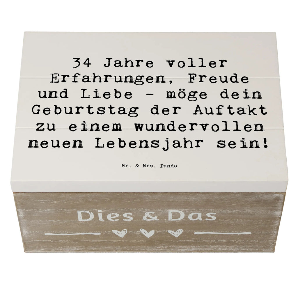 Wooden chest Saying 34 Jahre voller Erfahrungen, Freude und Liebe - möge dein Geburtstag der Auftakt zu einem wundervollen neuen Lebensjahr sein! Holzkiste, Kiste, XXL, Erinnerungskiste, Geschenkbox, Dekokiste, Truhe, Schatzkiste, Erinnerungsbox, Schatulle, Geschenkdose, Aufbewahrungsbox, Geburtstag, Geburtstagsgeschenk, Geschenk