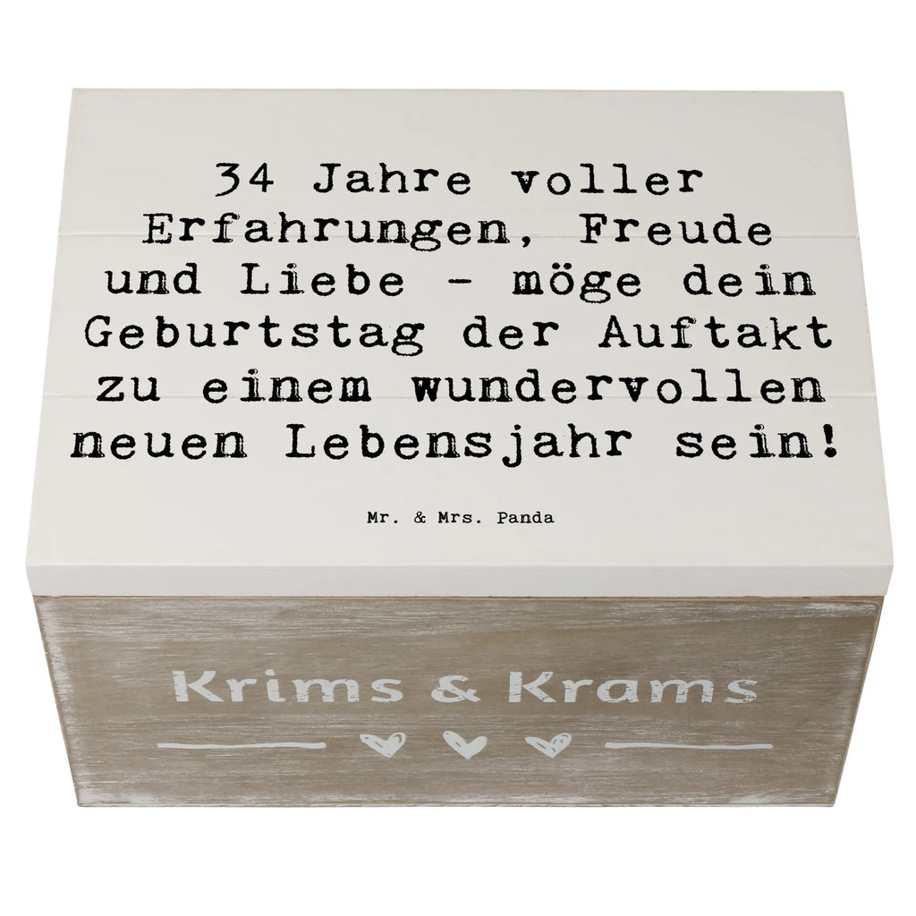 Wooden chest Saying 34 Jahre voller Erfahrungen, Freude und Liebe - möge dein Geburtstag der Auftakt zu einem wundervollen neuen Lebensjahr sein! Holzkiste, Kiste, XXL, Erinnerungskiste, Geschenkbox, Dekokiste, Truhe, Schatzkiste, Erinnerungsbox, Schatulle, Geschenkdose, Aufbewahrungsbox, Geburtstag, Geburtstagsgeschenk, Geschenk
