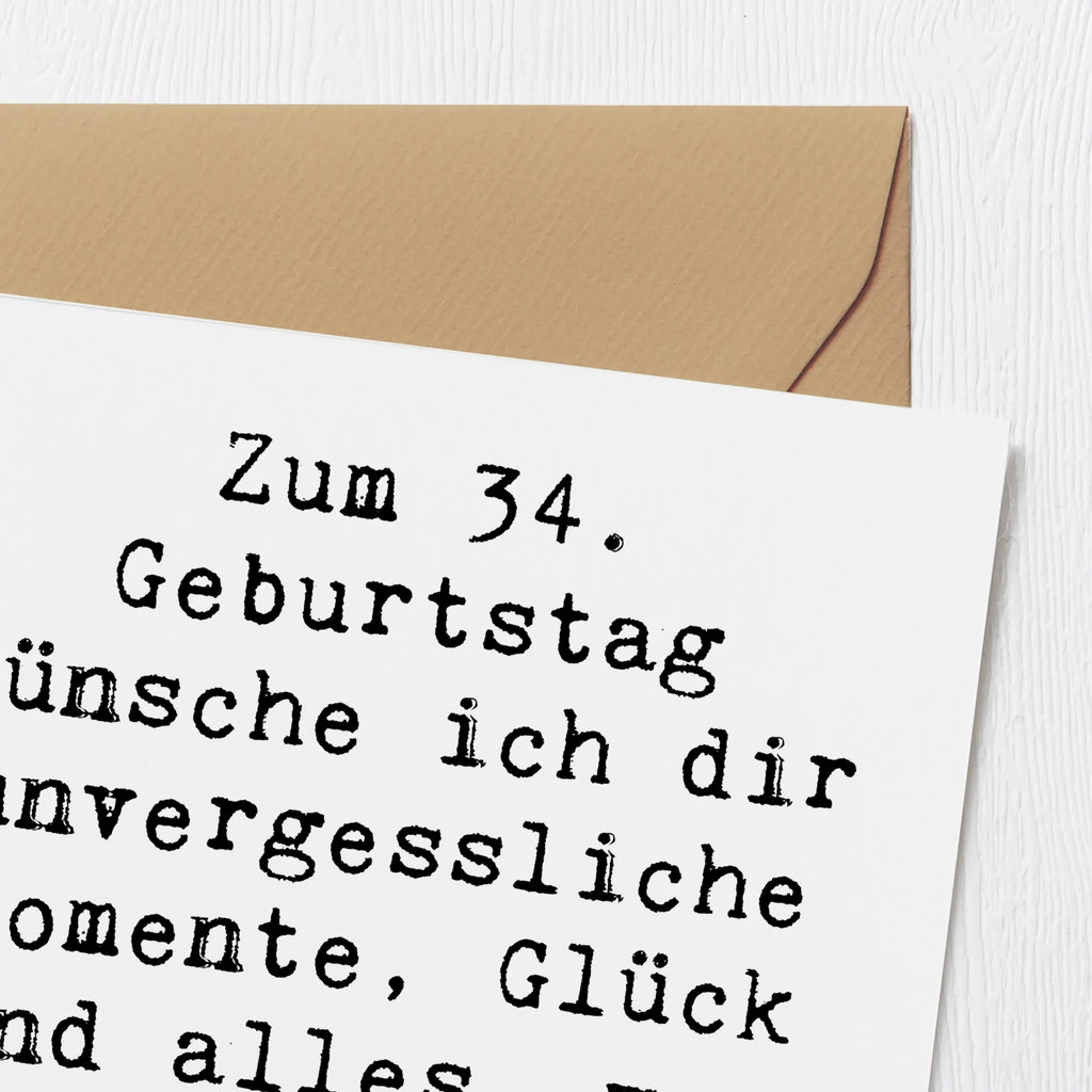 Deluxe Karte Spruch 34. Geburtstag Glückwünsche Grußkarte, Glückwunschkarte, Karte, Hochwertige Klappkarte, Einladungskarte, Klappkarte, Hochzeitskarte, Hochwertige Grußkarte, Geburtstagskarte, Geburtstag, Geburtstagsgeschenk, Geschenk