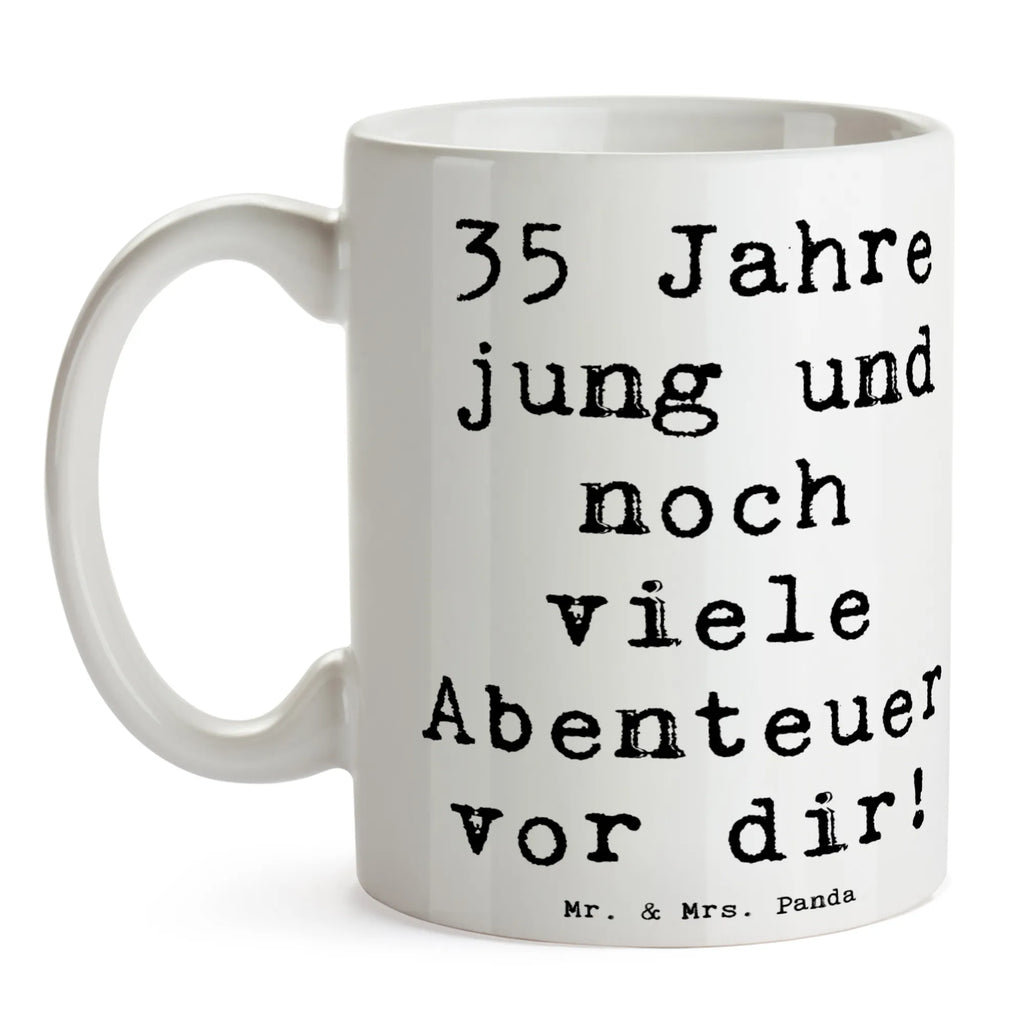 Tasse Spruch 35. Geburtstag Abenteuer Geschenktasse, Porzellantasse, Tasse mit Motiven, Kaffeetasse, Tasse mit Zitaten, Tasse, Bürotasse, Teetasse, Keramiktasse, Geburtstag, Geburtstagsgeschenk, Geschenk