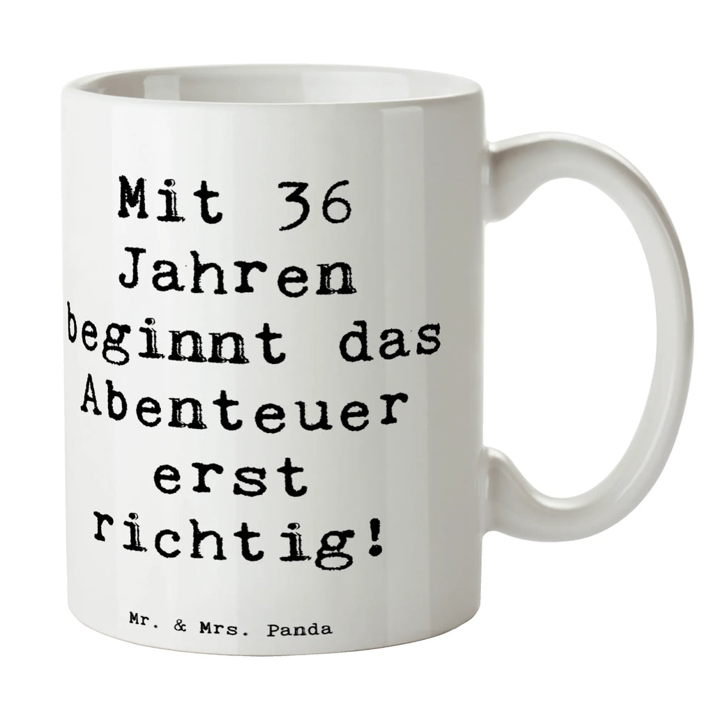 Tasse Spruch 36. Geburtstag Abenteuer Tasse, Teetasse, Porzellantasse, Geschenktasse, Keramiktasse, Tasse mit Zitaten, Kaffeetasse, Bürotasse, Tasse mit Motiven, Geburtstag, Geburtstagsgeschenk, Geschenk