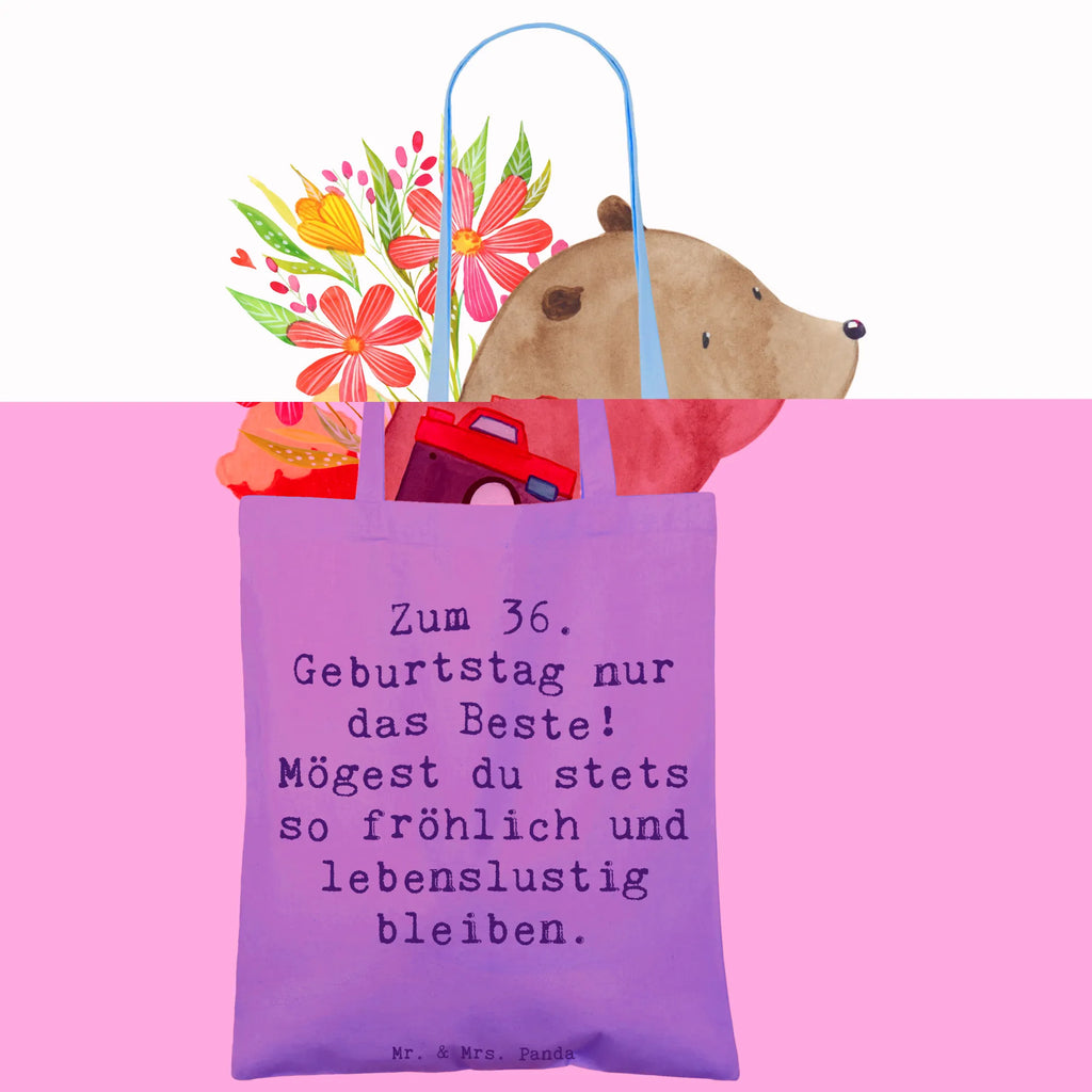 Tote bag Saying Zum 36. Geburtstag nur das Beste! Mögest du stets so fröhlich und lebenslustig bleiben. Beuteltasche, Beutel, Einkaufstasche, Jutebeutel, Stoffbeutel, Tasche, Shopper, Umhängetasche, Strandtasche, Schultertasche, Stofftasche, Tragetasche, Badetasche, Jutetasche, Einkaufstüte, Laptoptasche, Geburtstag, Geburtstagsgeschenk, Geschenk