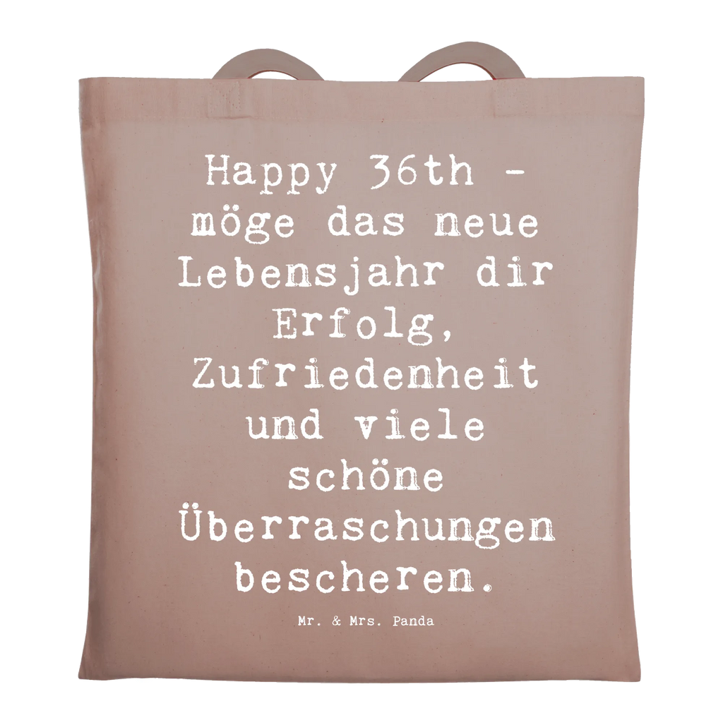 Tote bag Saying Happy 36th - möge das neue Lebensjahr dir Erfolg, Zufriedenheit und viele schöne Überraschungen bescheren. Beuteltasche, Beutel, Einkaufstasche, Jutebeutel, Stoffbeutel, Tasche, Shopper, Umhängetasche, Strandtasche, Schultertasche, Stofftasche, Tragetasche, Badetasche, Jutetasche, Einkaufstüte, Laptoptasche, Geburtstag, Geburtstagsgeschenk, Geschenk