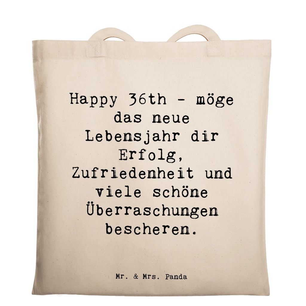 Tote bag Saying Happy 36th - möge das neue Lebensjahr dir Erfolg, Zufriedenheit und viele schöne Überraschungen bescheren. Beuteltasche, Beutel, Einkaufstasche, Jutebeutel, Stoffbeutel, Tasche, Shopper, Umhängetasche, Strandtasche, Schultertasche, Stofftasche, Tragetasche, Badetasche, Jutetasche, Einkaufstüte, Laptoptasche, Geburtstag, Geburtstagsgeschenk, Geschenk