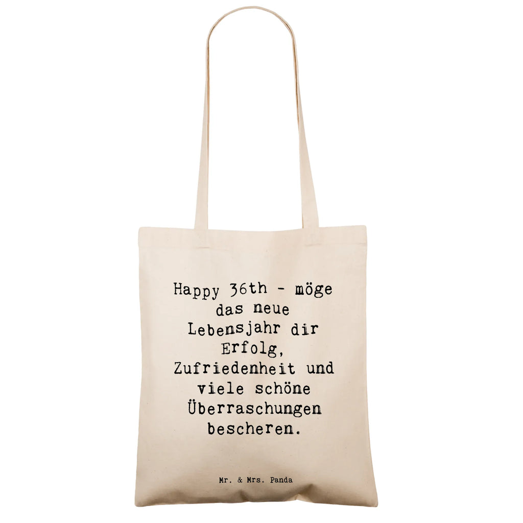 Tote bag Saying Happy 36th - möge das neue Lebensjahr dir Erfolg, Zufriedenheit und viele schöne Überraschungen bescheren. Beuteltasche, Beutel, Einkaufstasche, Jutebeutel, Stoffbeutel, Tasche, Shopper, Umhängetasche, Strandtasche, Schultertasche, Stofftasche, Tragetasche, Badetasche, Jutetasche, Einkaufstüte, Laptoptasche, Geburtstag, Geburtstagsgeschenk, Geschenk
