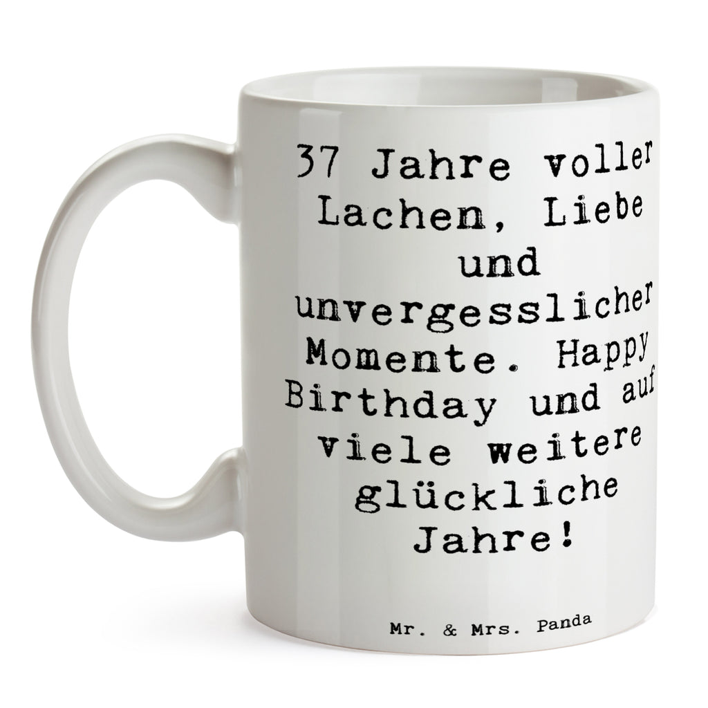 Mug Saying 37 Jahre voller Lachen, Liebe und unvergesslicher Momente. Happy Birthday und auf viele weitere glückliche Jahre! Teetasse, Tasse, Keramiktasse, Porzellantasse, Kaffeetasse, Geschenktasse, Tasse mit Motiven, Bürotasse, Tasse mit Zitaten, Geburtstag, Geburtstagsgeschenk, Geschenk