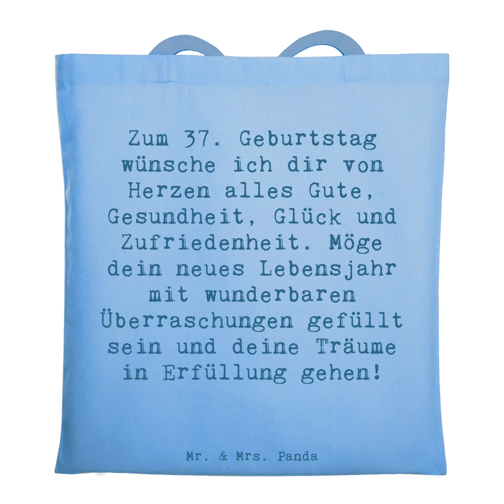 Tote bag Saying Zum 37. Geburtstag wünsche ich dir von Herzen alles Gute, Gesundheit, Glück und Zufriedenheit. Möge dein neues Lebensjahr mit wunderbaren Überraschungen gefüllt sein und deine Träume in Erfüllung gehen! Beuteltasche, Beutel, Einkaufstasche, Jutebeutel, Stoffbeutel, Tasche, Shopper, Umhängetasche, Strandtasche, Schultertasche, Stofftasche, Tragetasche, Badetasche, Jutetasche, Einkaufstüte, Laptoptasche, Geburtstag, Geburtstagsgeschenk, Geschenk