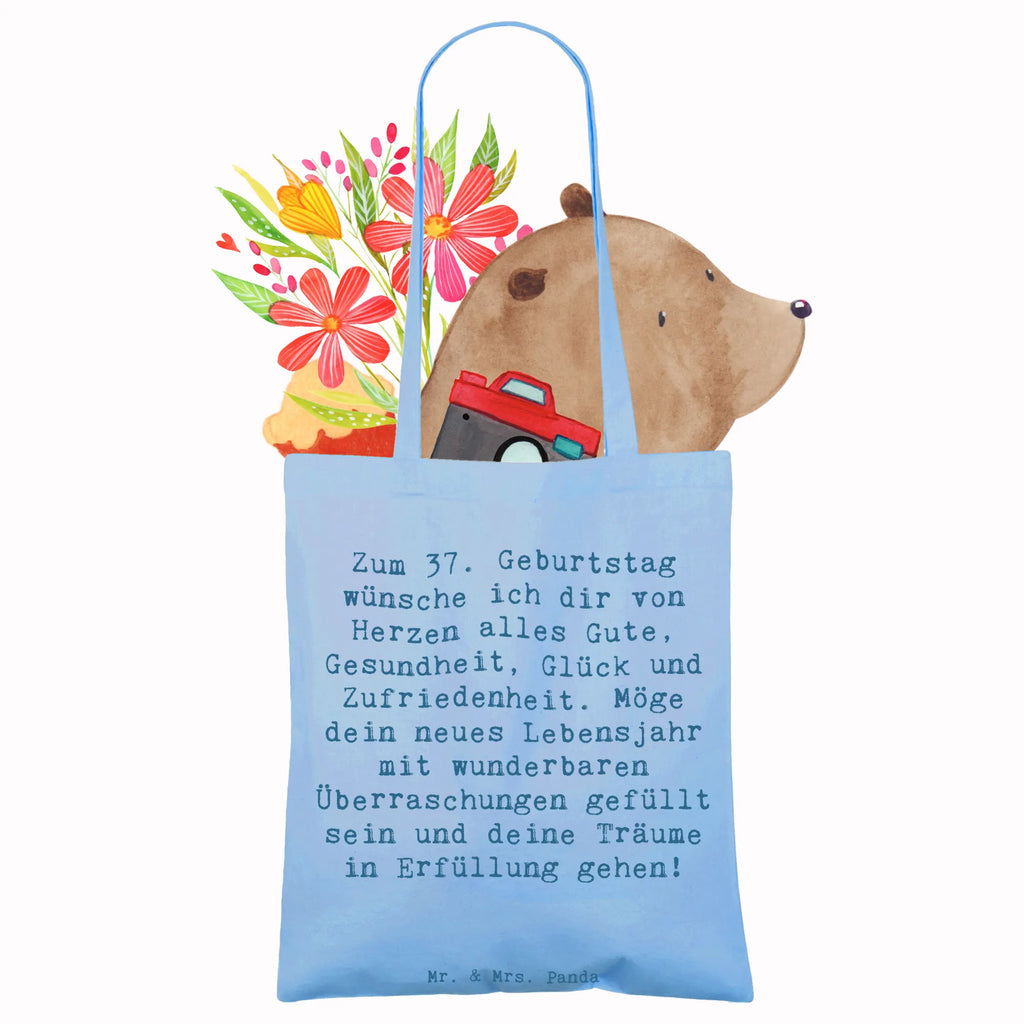 Tote bag Saying Zum 37. Geburtstag wünsche ich dir von Herzen alles Gute, Gesundheit, Glück und Zufriedenheit. Möge dein neues Lebensjahr mit wunderbaren Überraschungen gefüllt sein und deine Träume in Erfüllung gehen! Beuteltasche, Beutel, Einkaufstasche, Jutebeutel, Stoffbeutel, Tasche, Shopper, Umhängetasche, Strandtasche, Schultertasche, Stofftasche, Tragetasche, Badetasche, Jutetasche, Einkaufstüte, Laptoptasche, Geburtstag, Geburtstagsgeschenk, Geschenk