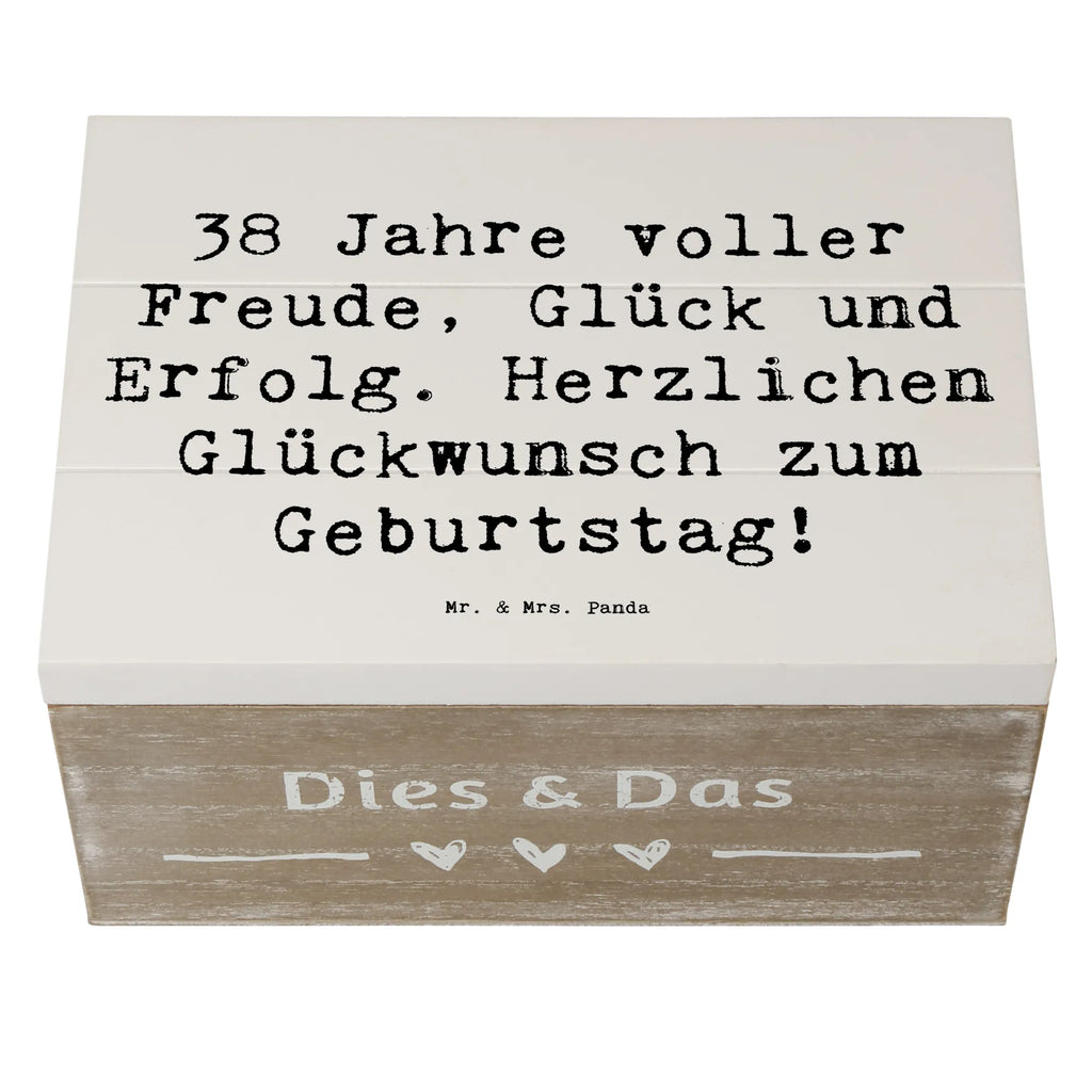 Holzkiste Spruch 38. Geburtstag Freude Aufbewahrungsbox, Schatulle, Erinnerungskiste, Geschenkdose, Truhe, XXL, Dekokiste, Erinnerungsbox, Geschenkbox, Kiste, Schatzkiste, Holzkiste, Geburtstag, Geburtstagsgeschenk, Geschenk