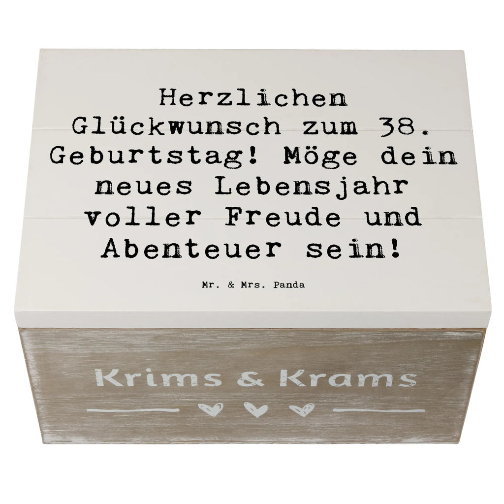 Holzkiste Spruch 38. Geburtstag Freude Abenteuer XXL, Truhe, Aufbewahrungsbox, Geschenkbox, Holzkiste, Erinnerungskiste, Kiste, Schatzkiste, Schatulle, Dekokiste, Geschenkdose, Erinnerungsbox, Geburtstag, Geburtstagsgeschenk, Geschenk