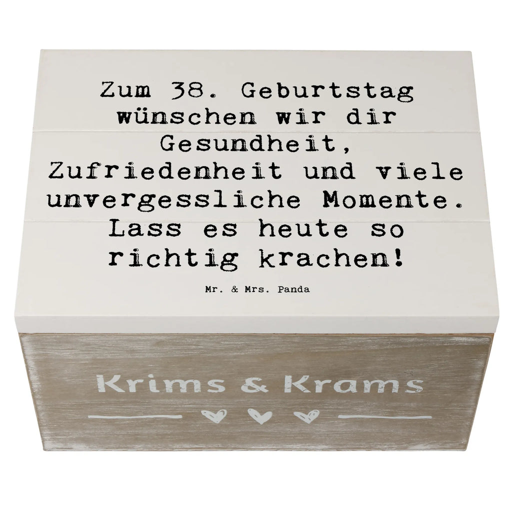 Holzkiste Spruch 38. Geburtstag Feiern Dekokiste, Erinnerungskiste, Holzkiste, Schatzkiste, Truhe, Geschenkbox, Erinnerungsbox, XXL, Geschenkdose, Aufbewahrungsbox, Schatulle, Kiste, Geburtstag, Geburtstagsgeschenk, Geschenk