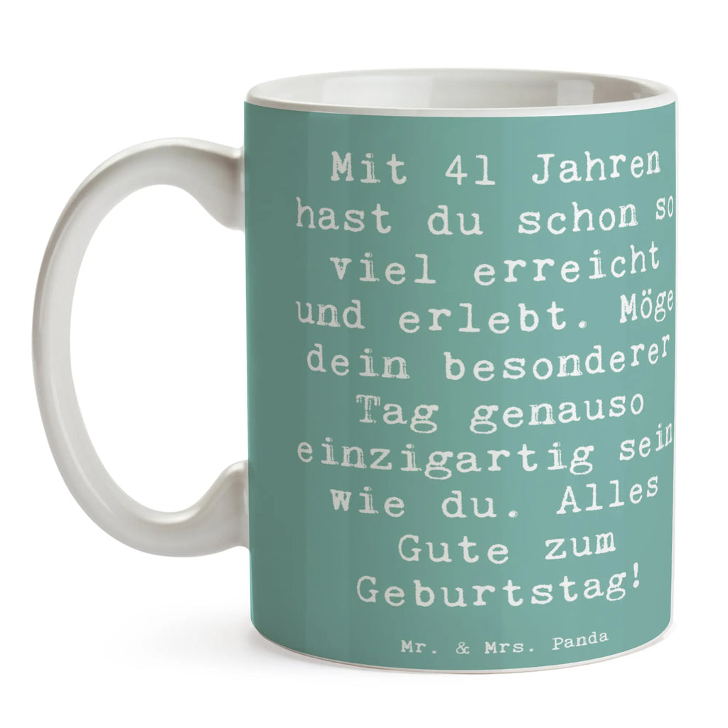 Tasse Spruch 41. Geburtstag Teetasse, Porzellantasse, Kaffeetasse, Bürotasse, Geschenktasse, Tasse, Tasse mit Motiven, Tasse mit Zitaten, Keramiktasse, Geburtstag, Geburtstagsgeschenk, Geschenk