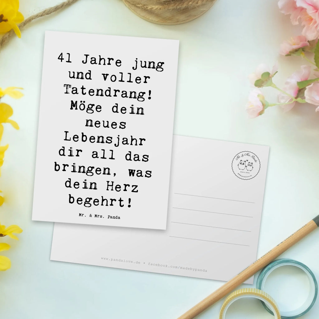 Postkarte Spruch 41. Geburtstag Tatendrang Karte, Einladungskarten Geburtstag, Geburtstagskarte, Dankeskarte, Postkarte, Ansichtskarten, Einladung, Grußkarte, Einladung Geburtstag, Ansichtskarte, Geschenkkarte, Einladungskarte, Geburtstag, Geburtstagsgeschenk, Geschenk